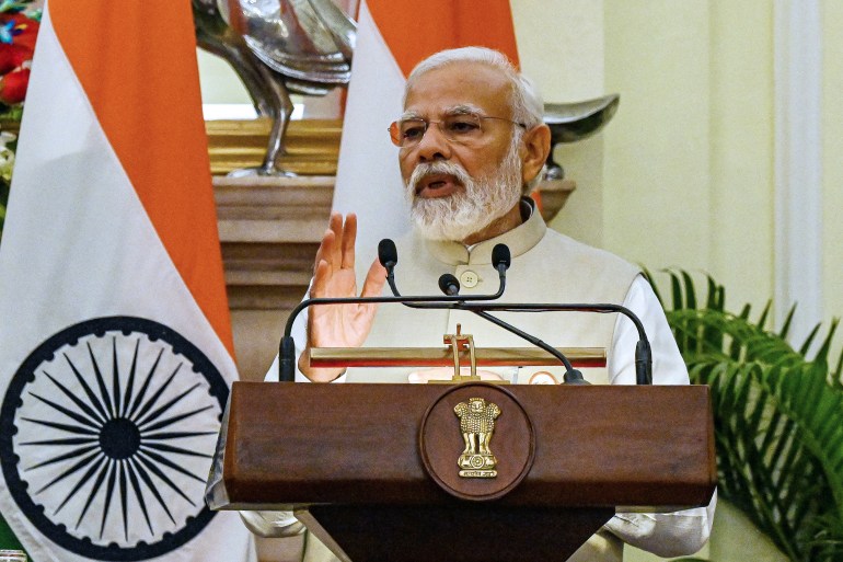 Indian Prime Minister Narendra Modi speaks