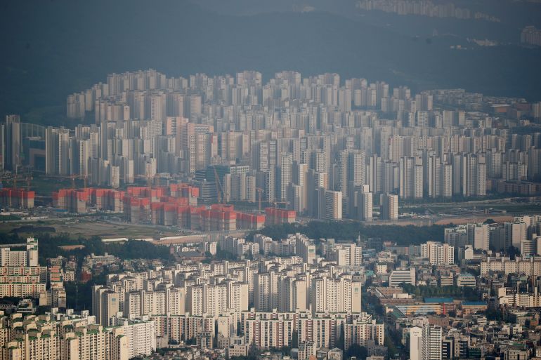 Seoul skyline and apartments