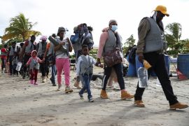 Migrants walking