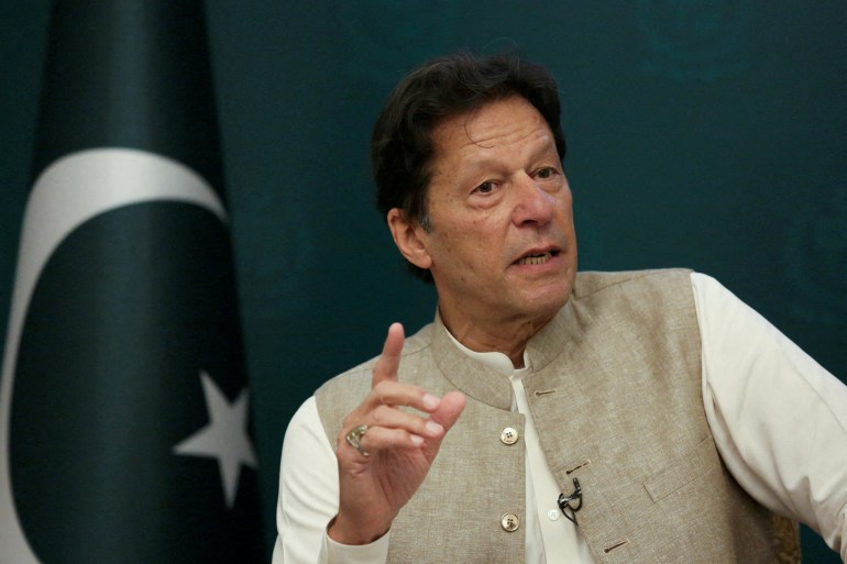 Pakistani Prime Minister Imran Khan speaks during an interview