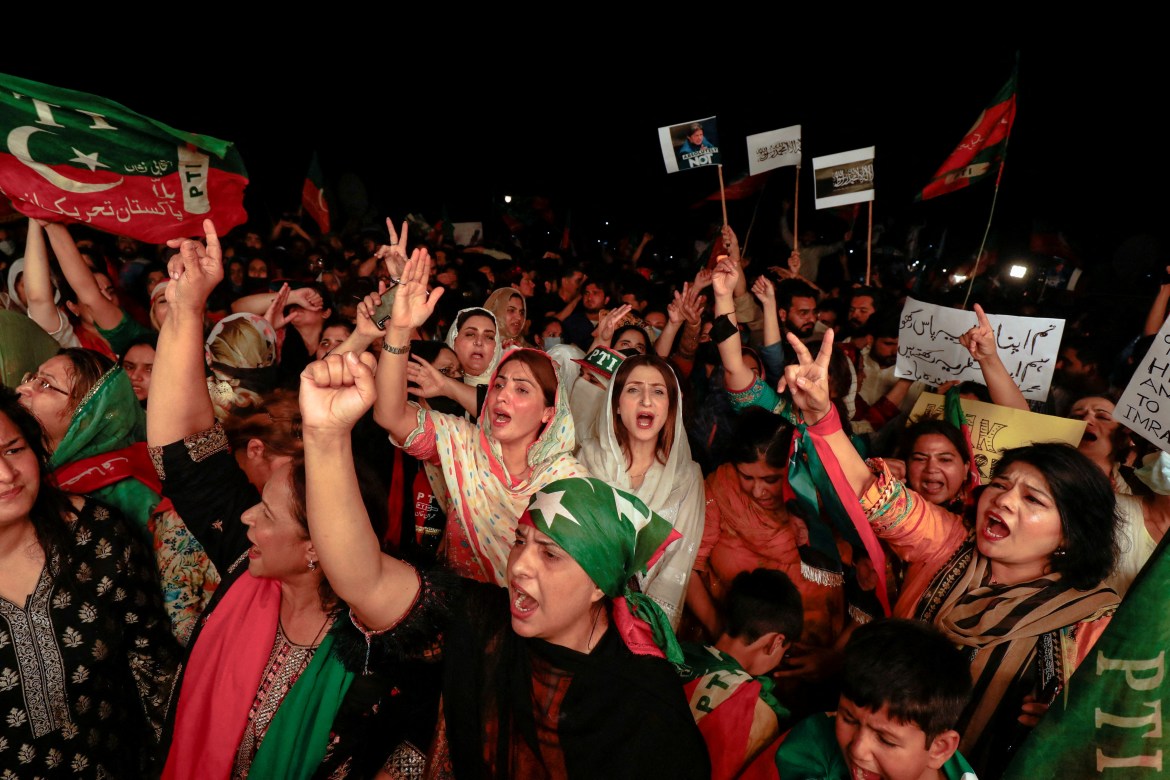 Supporters of the Pakistan Tehreek-e-Insaf (PTI) political party