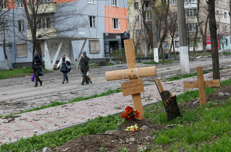 A view of graves in Mariupol