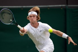 Russia's Andrey Rublev in action
