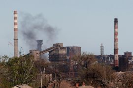 A view shows a plant of Azovstal Iron and Steel Works in Mariupol, Ukraine