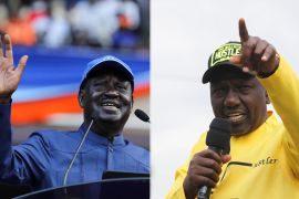 Kenya&#39;s opposition leader Raila Odinga, left, launches his campaign during the Azimio La Umoja (Declaration of Unity) rally. Kenya&#39;s deputy president and presidential candidate for the United Democratic Alliance (UDA), William Ruto, right, addresses a rally ahead of the forthcoming elections [Reuters]