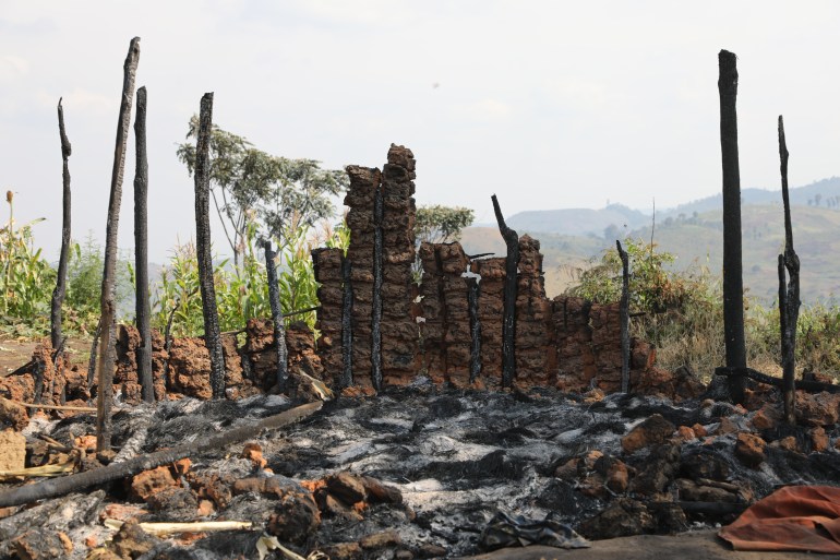 Batwa village on fire