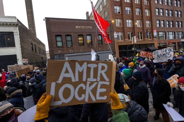 Hundreds of people filled the streets of downtown Minneapolis after body cam footage released by the Minneapolis Police Department showed an officer shoot and kill Locke during a no-knock warrant.