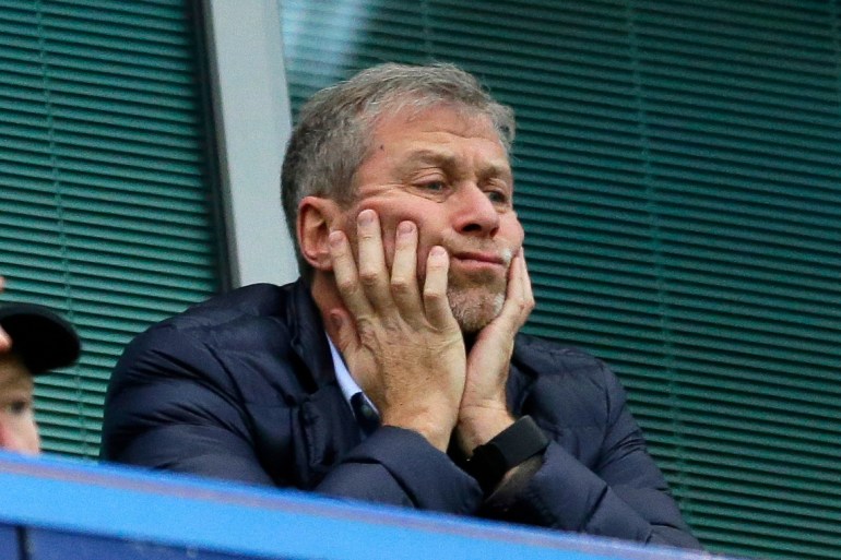 Roman Abramovich sits in his box at Chelsea