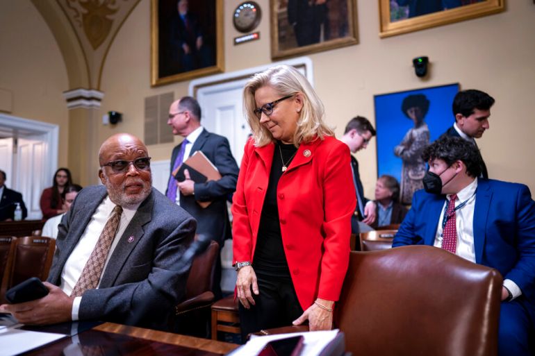 Committee chairman Bennie Thompson and Vice Chair Liz Cheney of the House Select Committee investigating the January 6 US Capitol insurrection.