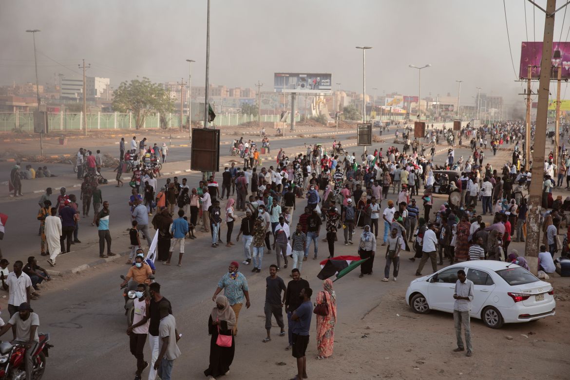 Sudanese protesters take part in a rally against military rule