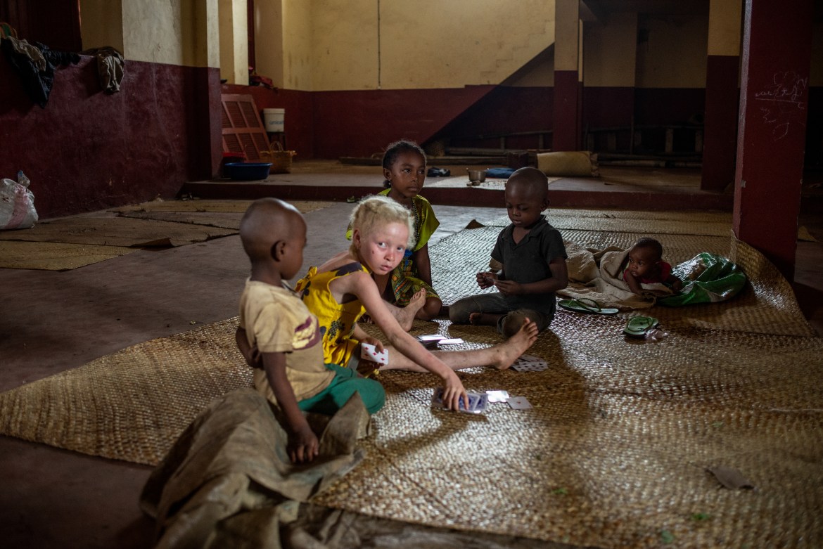 Children play in a public house in Farafangana