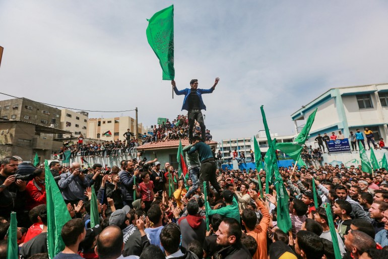Thousands of Palestinians joined a rally in northern Gaza City