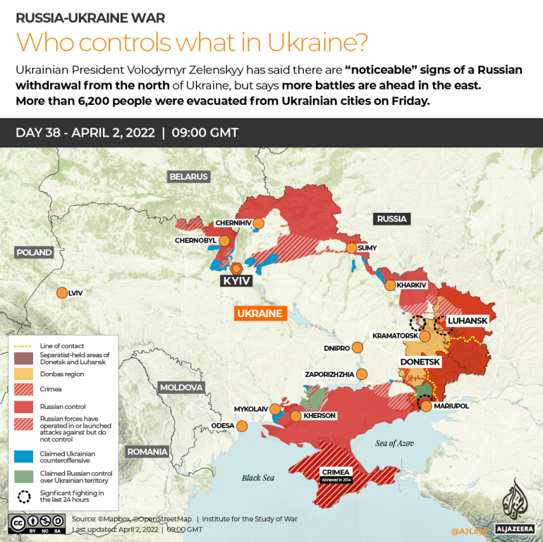 INTERACTIVO Rusia Ucrania Guerra Quién controla qué Día 38