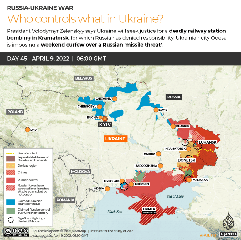 INTERAKTIF Perang Rusia Ukraina Siapa yang mengendalikan apa Hari ke 45
