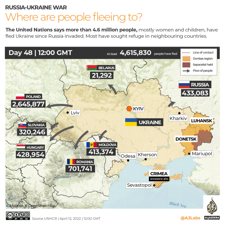 INTERACTIVE Russia-Ukraine war Refugees DAY 48 April 12 12GMT