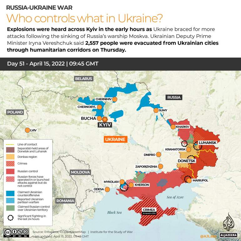 INTERACTIVE_UKRAINE_CONTROL MAP DAY51_INTERACTIVE Rusia Ucrania Guerra Quién controla qué Día 51