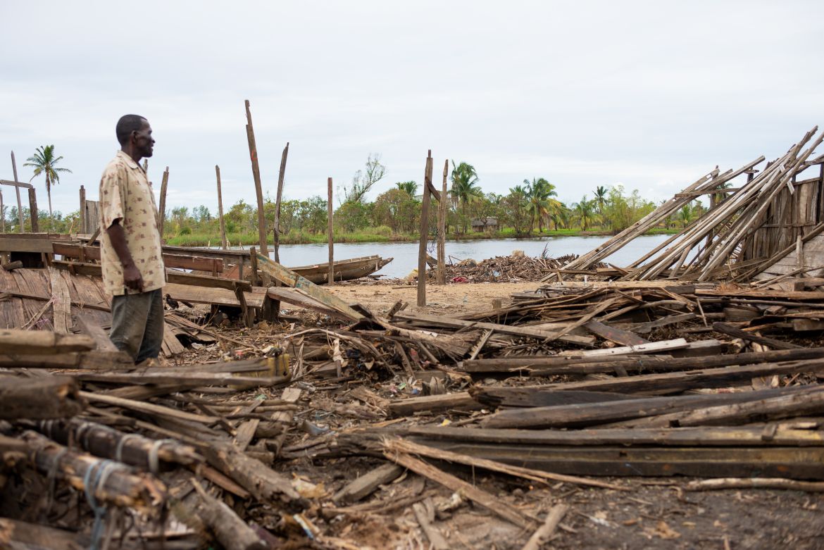 The chief of a district in Manakara surveys cyclone damage