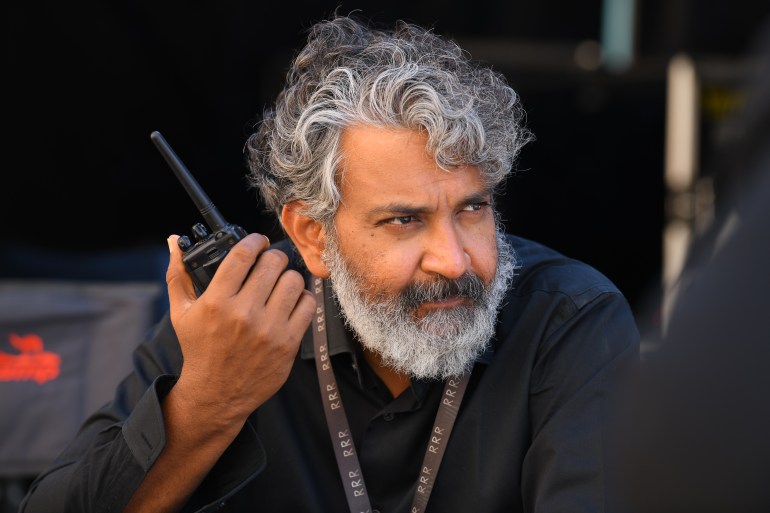 Diretor de cinema Telugu SS Rajamouli nos sets de RRR [Media House Global]