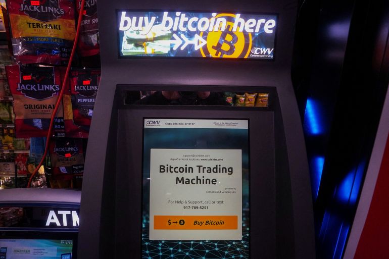 A Bitcoin ATM is pictured in a bodega in the Manhattan borough of New York City, New York, U.S.