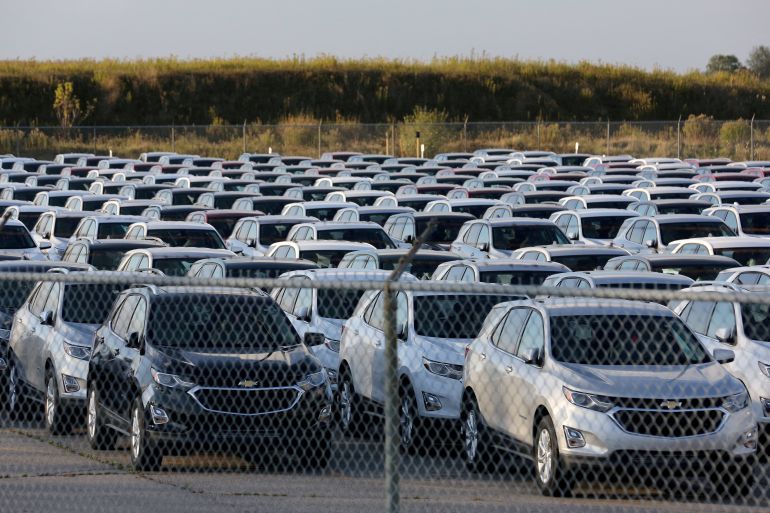 Chevrolet Equinox SUVs are parked awaiting shipment