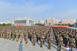 This picture taken on May 16, 2022 and released from the official Korean Central News Agency on May 17 shows a rally of the military medical field of the Korean People&#39;s Army and the Ministry of Defense to control the epidemic crisis, in Pyongyang [KCNA via KNS/AFP]
