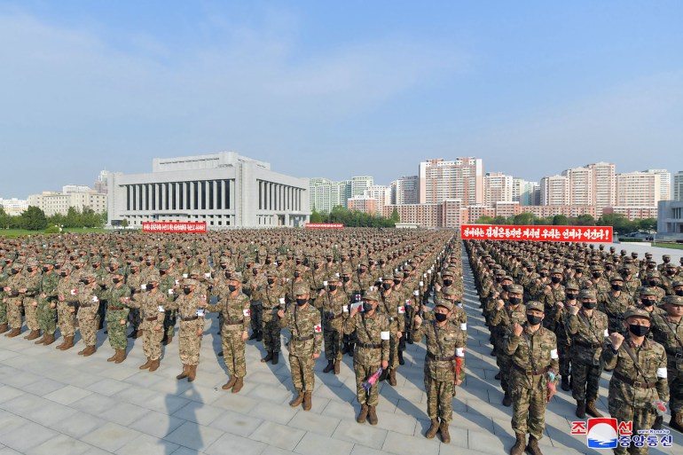 AA rally of the military medical field of the Korean People's Army and the Ministry of Defense to control the epidemic crisis in Pyongyang
