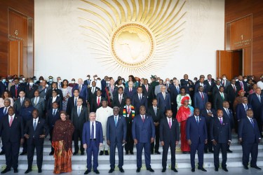 Heads of states pose for a group photo during the 35th Ordinary Session of the African Union (AU) Summit.
