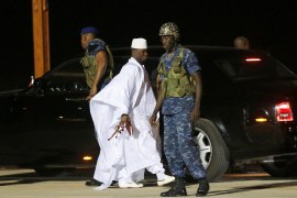 Jammeh was forced into exile in early 2017 after his shock electoral defeat to Adama Barrow and a six-week crisis that led to military intervention by other West African states [File: Thierry Gouegnon/Reuters]