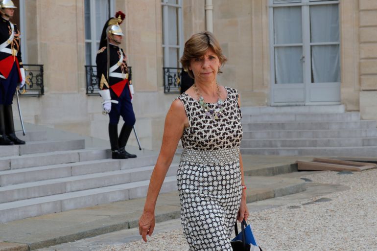 Catherine Colonna leaves the Elysee Palace