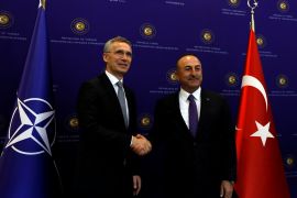 NATO Secretary-General Jens Stoltenberg meets with Turkish Foreign Minister Mevlut Cavusoglu in Ankara, Turkey.