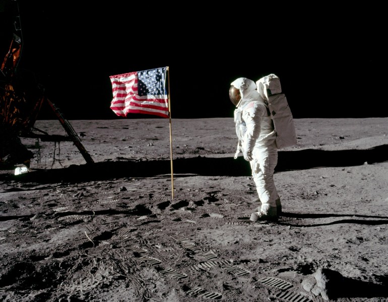 Astronaut Buzz Aldrin is seen on the moon during the Apollo 11 mission