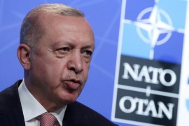 Turkey&#39;s President Recep Tayyip Erdogan is opposing a NATO bid by Finland and Sweden [File: Yves Herman/Pool/Reuters]