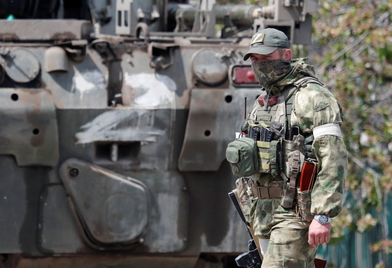 A pro-Russian troop is seen in Donetsk