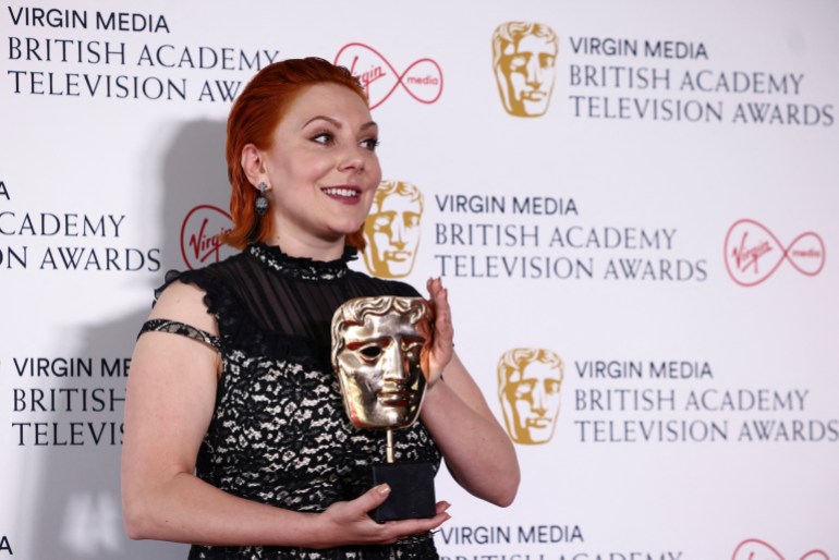 Actor Sophie Willan poses with the: "Best Female in Comedy:" award for: "Alma's Not Normal:" at the British Academy Television Awards in London: