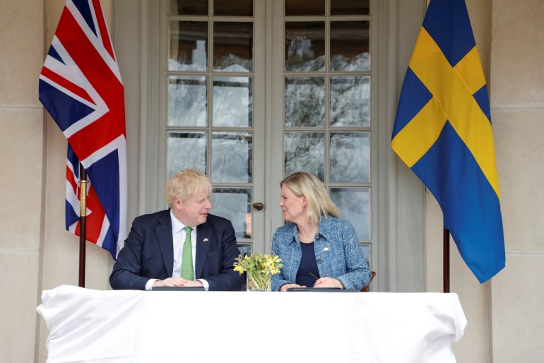 British Prime Minister Boris Johnson and Sweden's Prime Minister Magdalena Andersson