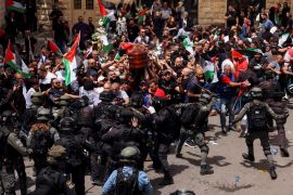 Israeli police attack the funeral procession of Al Jazeera journalist Shireen Abu Akleh
