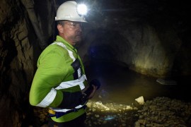 Hein Frey, Vice President of Operations at Trevali Mining Corporation which owns the Perkoa mine, looks on during a rescue operation inside Perkoa mine where water is still being pumped out, four weeks after a flood trapped eight miners inside the galleries, in Perkoa, Burkina Faso