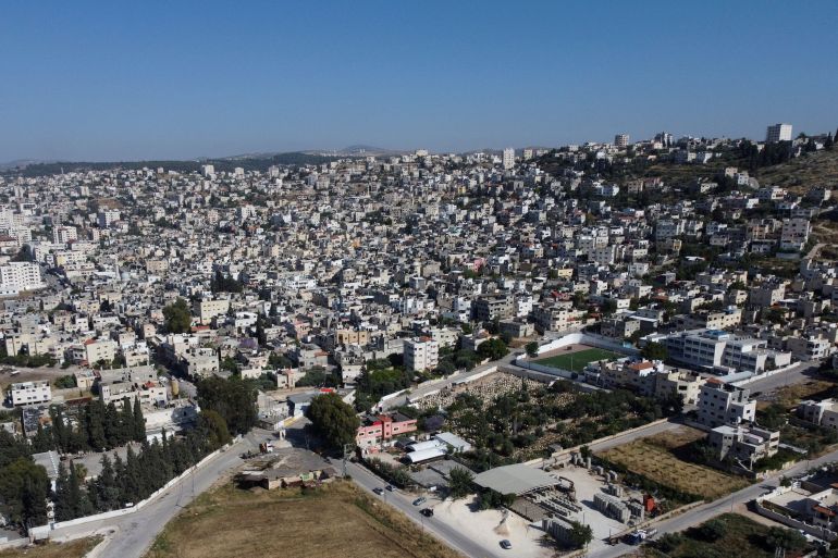 An aerial view of the city of Jenin, in the Israeli-occupied West Bank