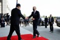U.S. President Joe Biden is welcomed for a bilateral meeting with South Korean President Yoon Suk-yeoul