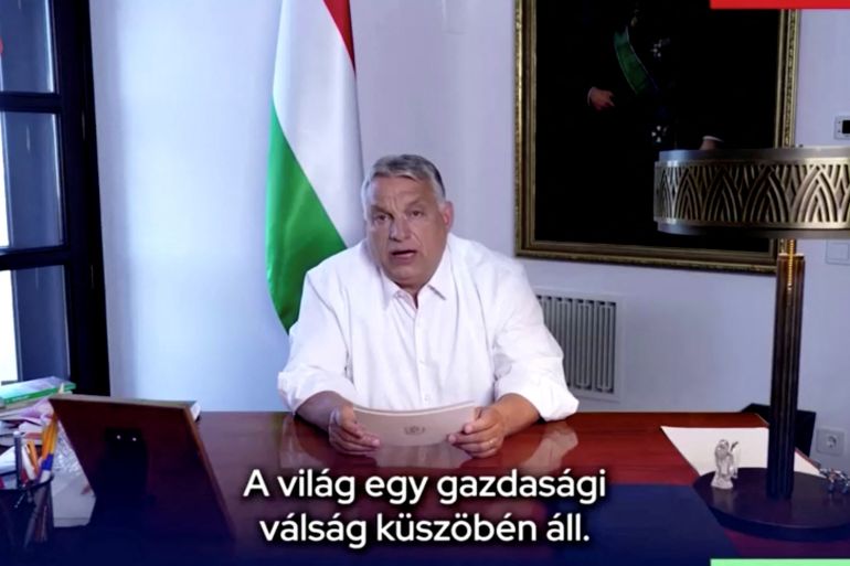 Hungarian Prime Minister Viktor Orban gives a speech