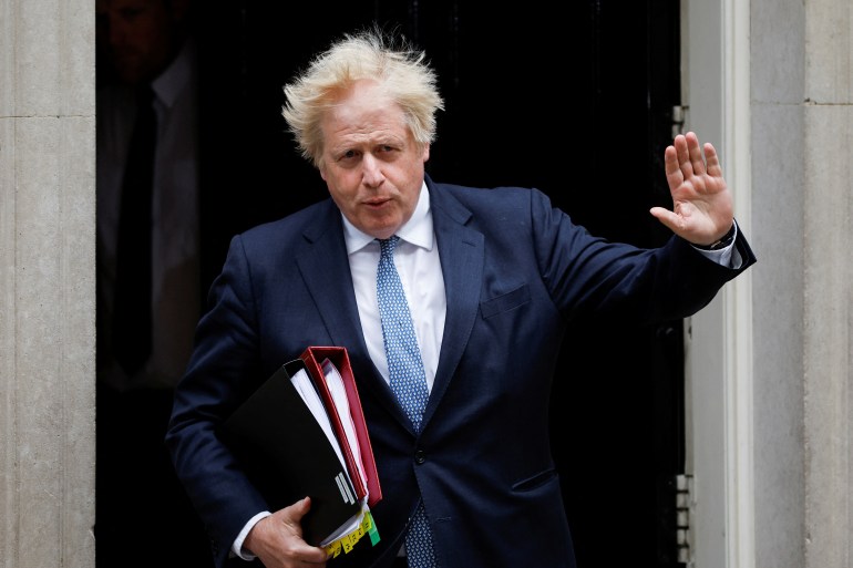 British Prime Minister Boris Johnson leaves the 10 Downing Street