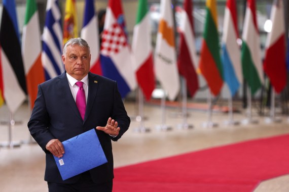 Hungary's Prime Minister Viktor Orban arrives for the European Union leaders summit, as EU's leaders attempt to agree on Russian oil sanctions in response to Russia's invasion of Ukraine, in Brussels, Belgium