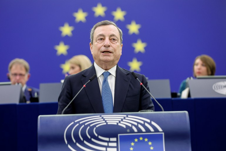 Mario Draghi delivers his speech
