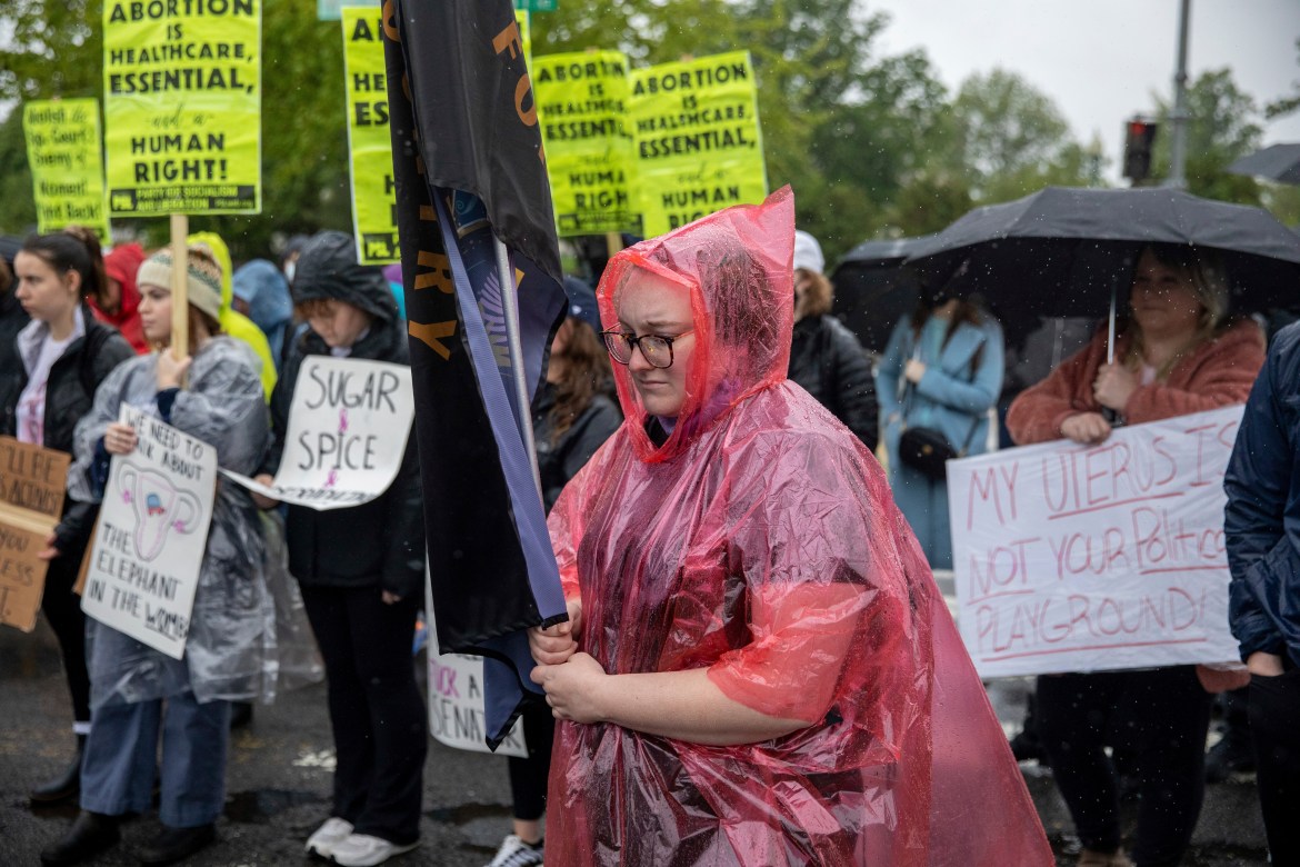 Abortion-rights demonstrators protest outside of the U.S. Supreme Court