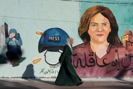 A mural of slain of Al Jazeera journalist Shireen Abu Akleh is on display, in Gaza City.