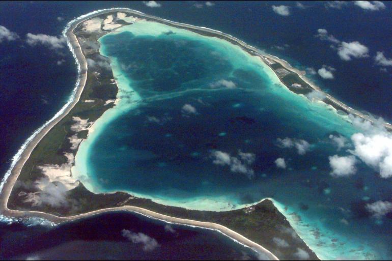 An aerial view of Diego Garcia, a UK territory in the Indian Ocean that's been turned into a secretive military base