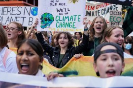 Students rally to demand immediate action on climate change ahead of the national election in Sydney on May 6 [Loren Elliott/Reuters]