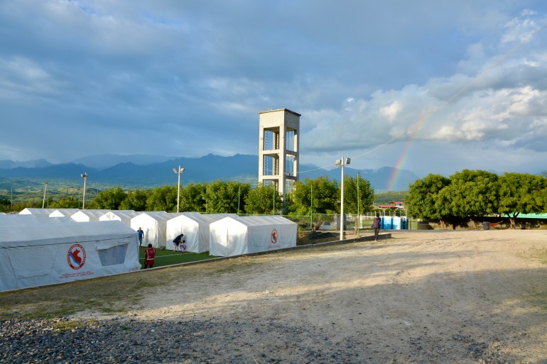 Tents have been set up for families affected by the earthquake