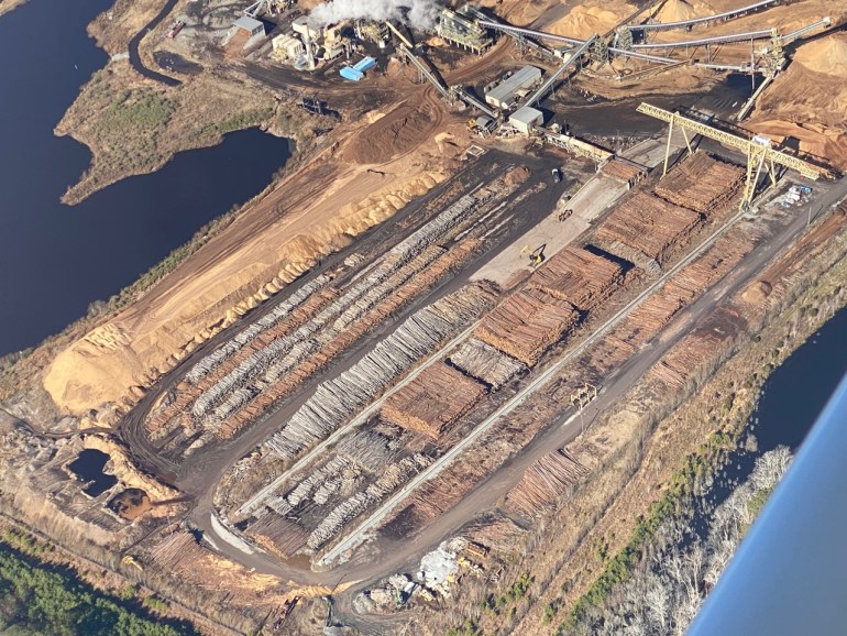 Aerial view of Enviva Biomass facility in Northampton County, NC