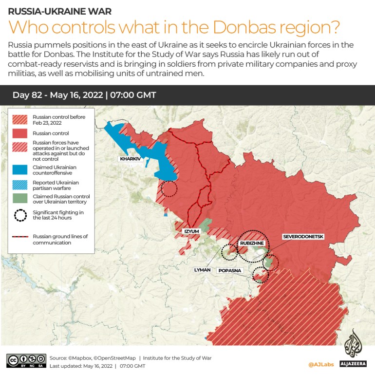 INTERACTIVO Rusia Ucrania Guerra Quién controla qué en la región de Donbass Día 82